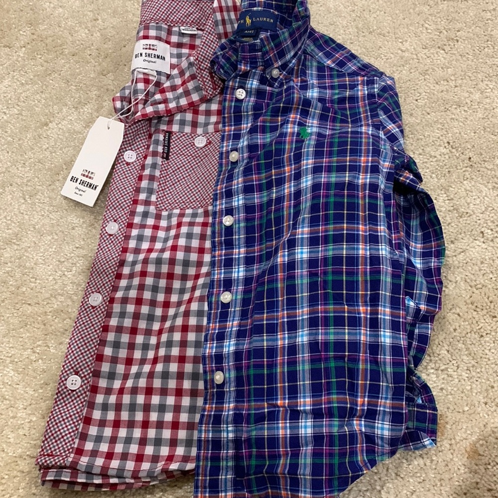 2 Long sleeve button up shirts -kids
